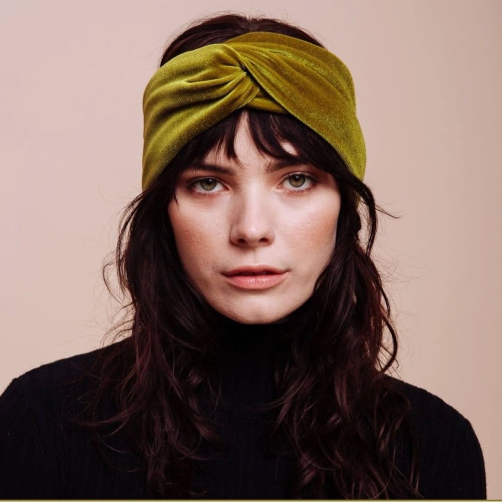 Retro Velvet Olive Green Turban Headband NWT